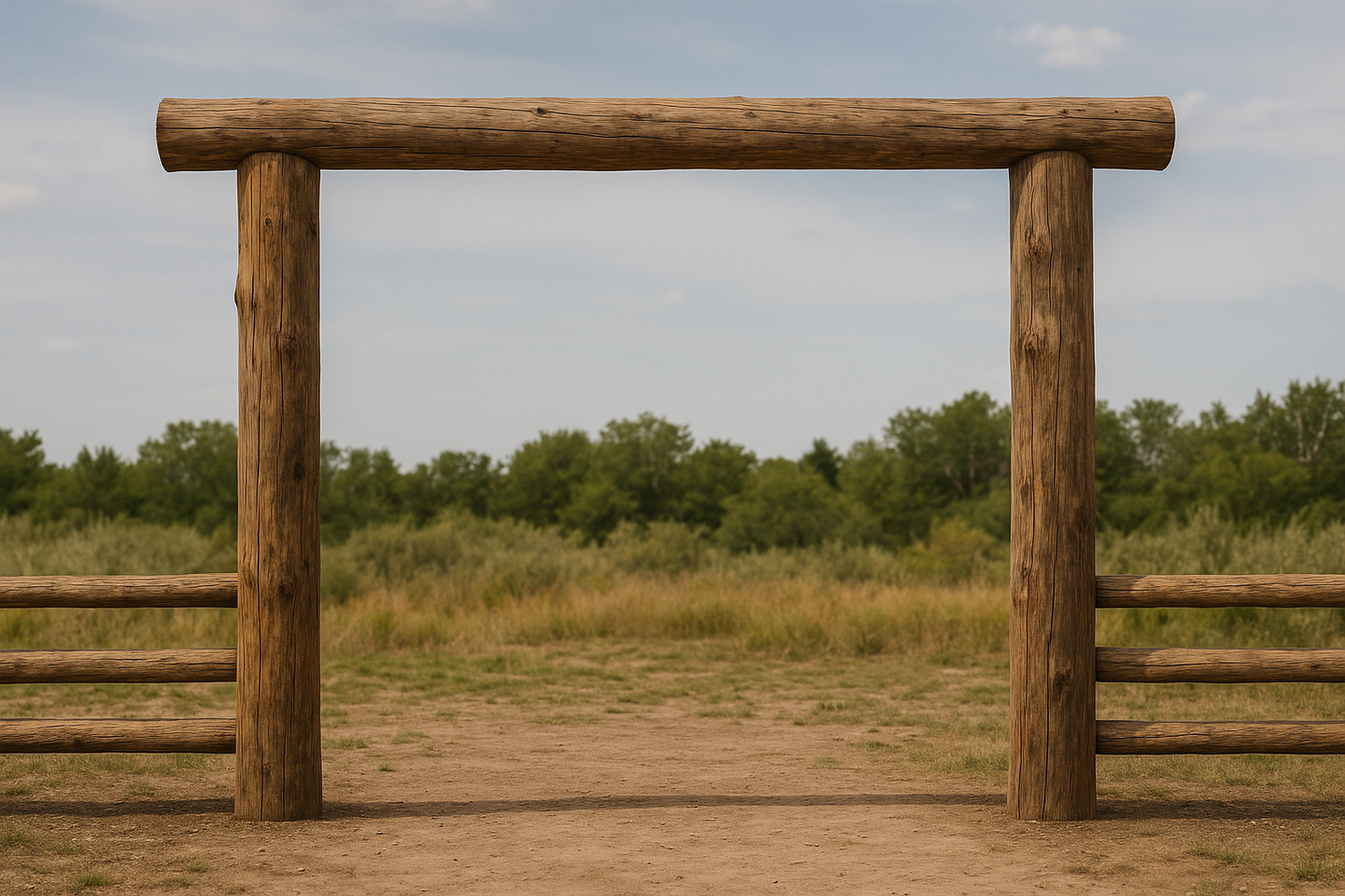 16ft × 14ft log archway with lower fence