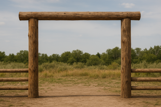 16ft × 14ft log archway with lower fence
