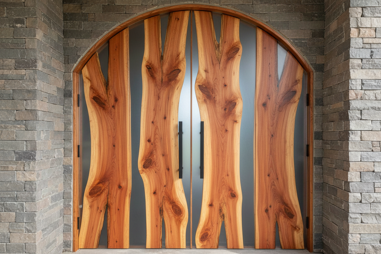 Red Cedar Epoxy Arched Entry Door